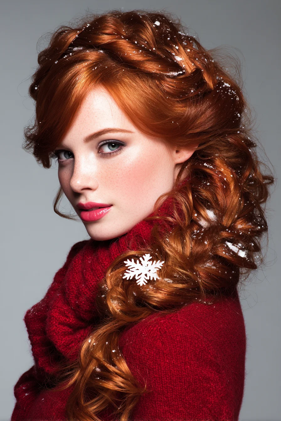 Voluminous Side‑Swept Twisted Braid with Soft Waves