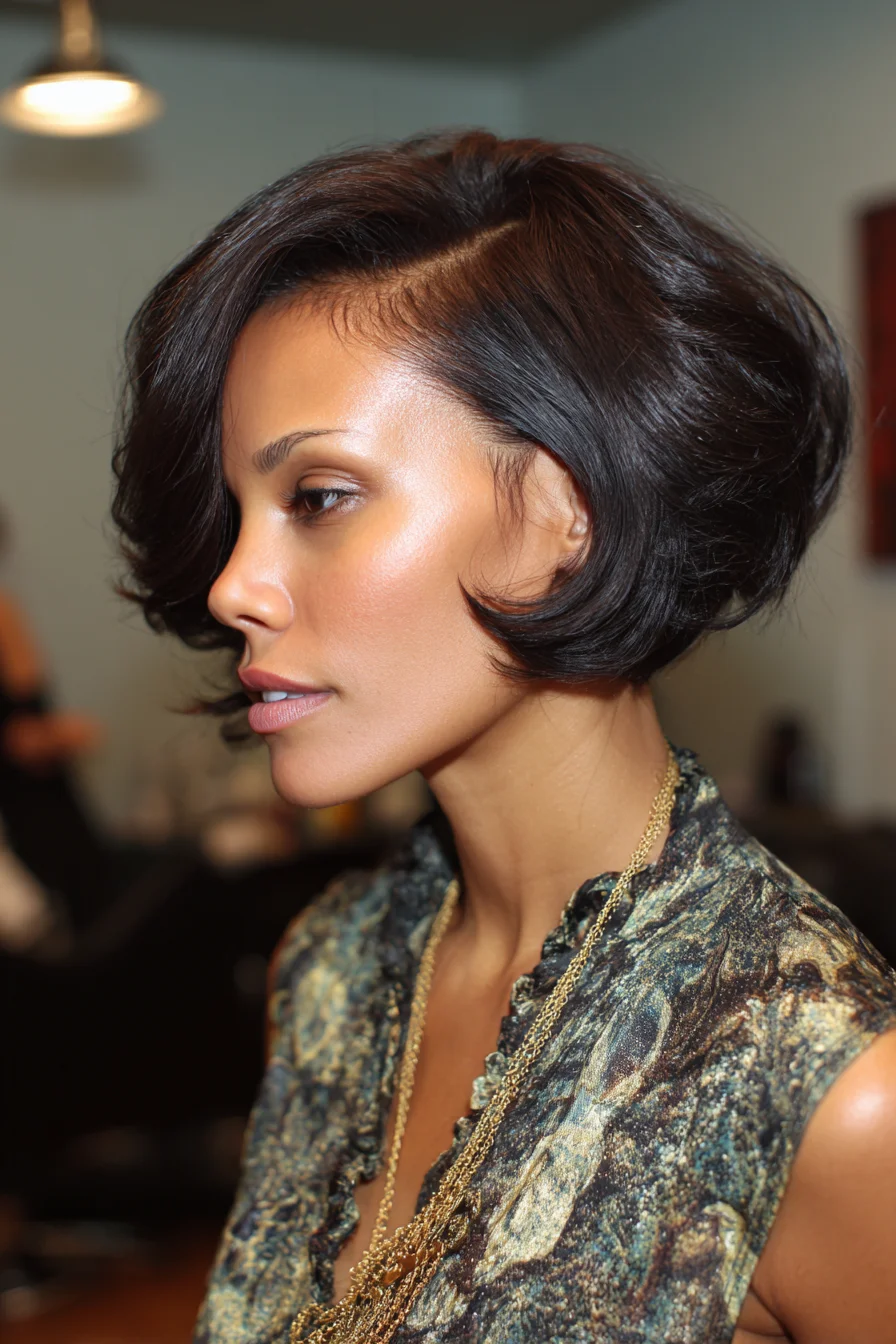Voluminous Stacked Side-Part Bob with Soft, Curved Ends