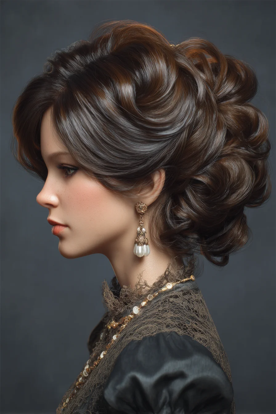Voluminous Vintage Updo with Soft Waves (Elegant Formal Chignon)