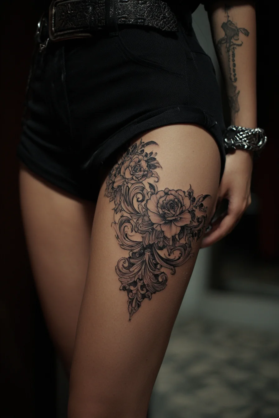 Baroque Roses in Black Ink