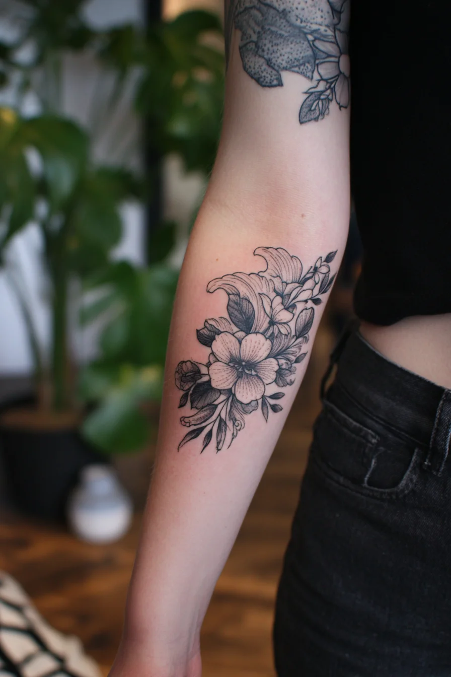 Botanical Blackwork on the Forearm