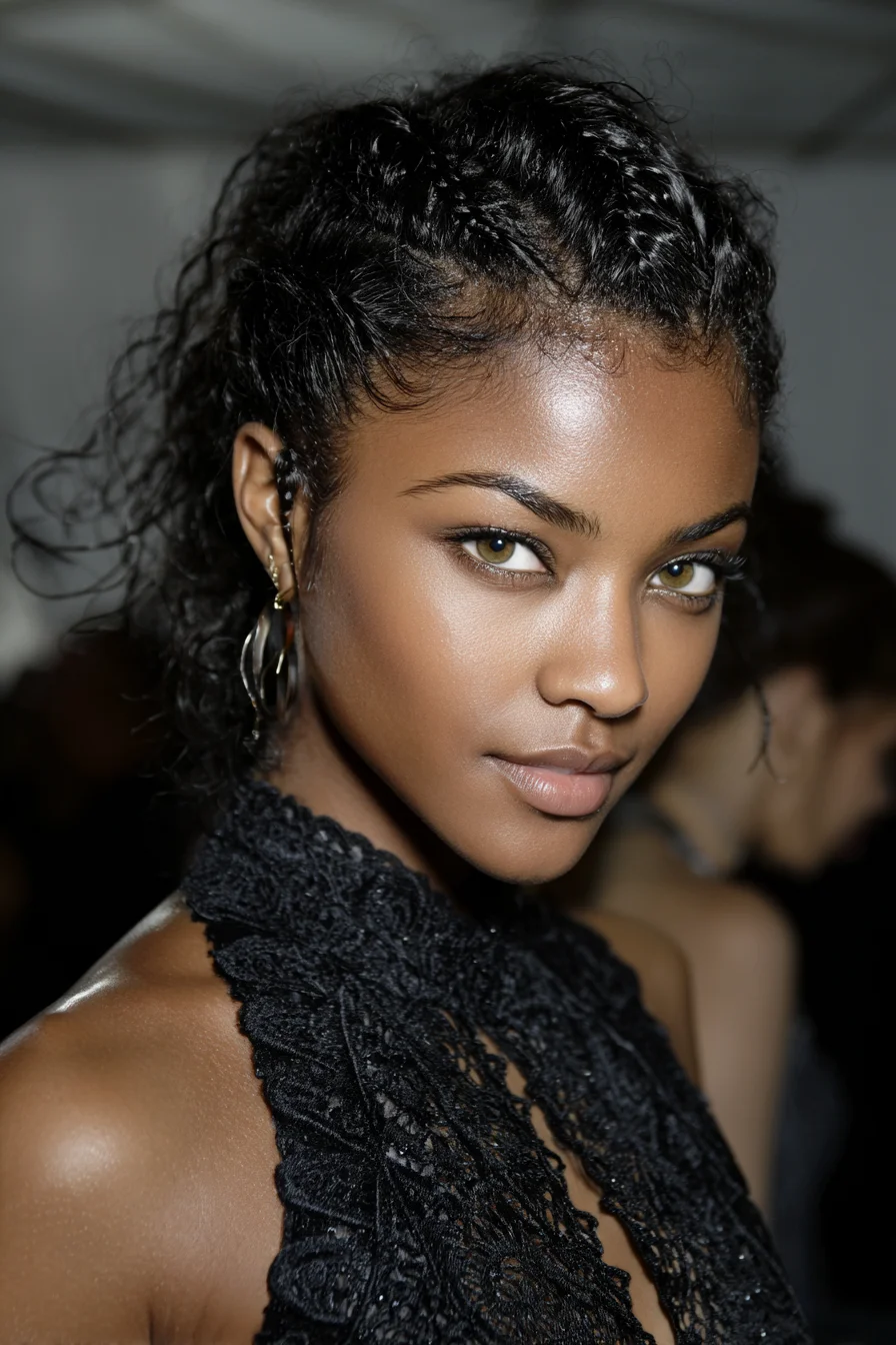 Braided Crown with Curly Ends