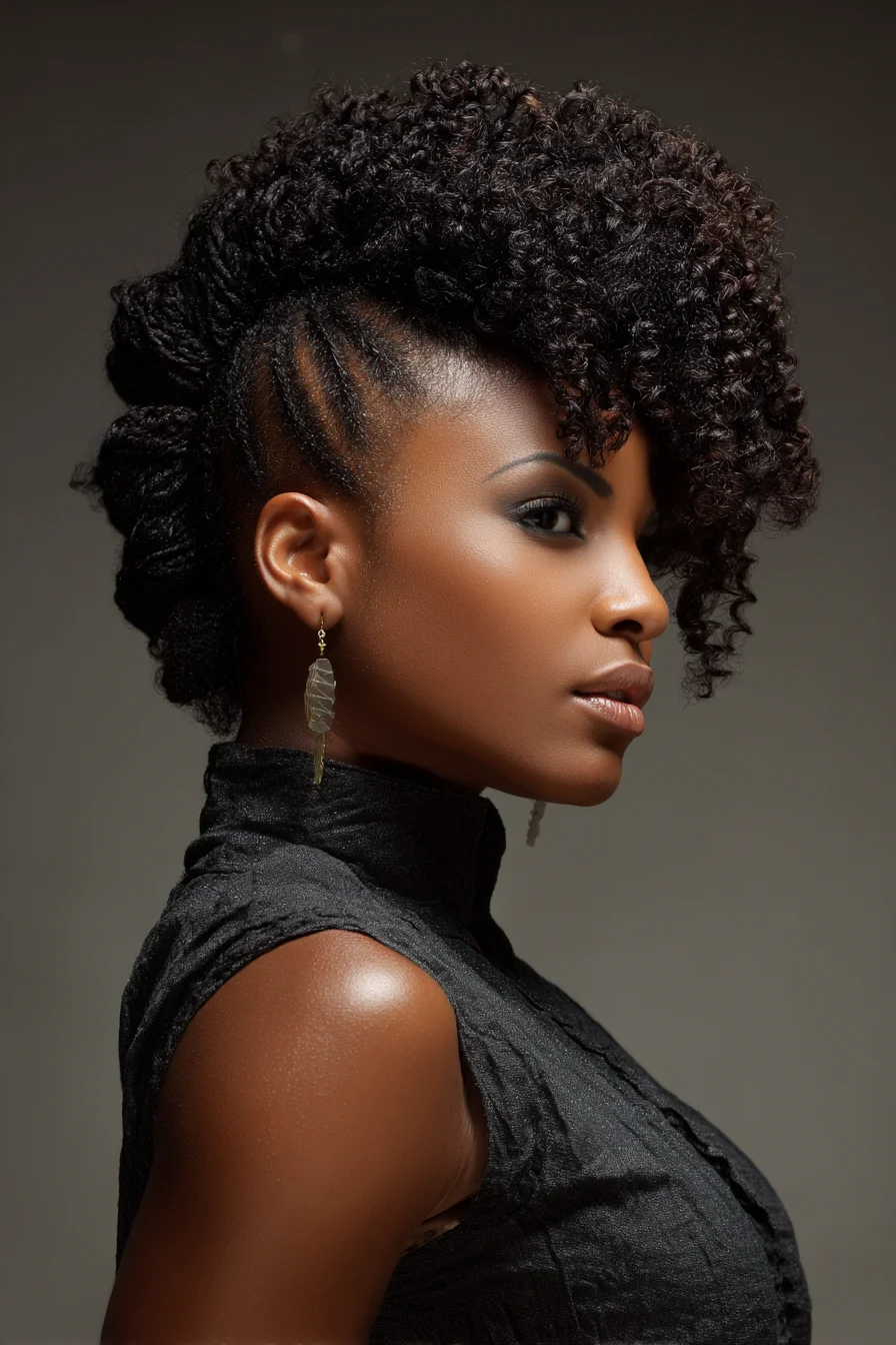 Braided Mohawk with Natural Curls