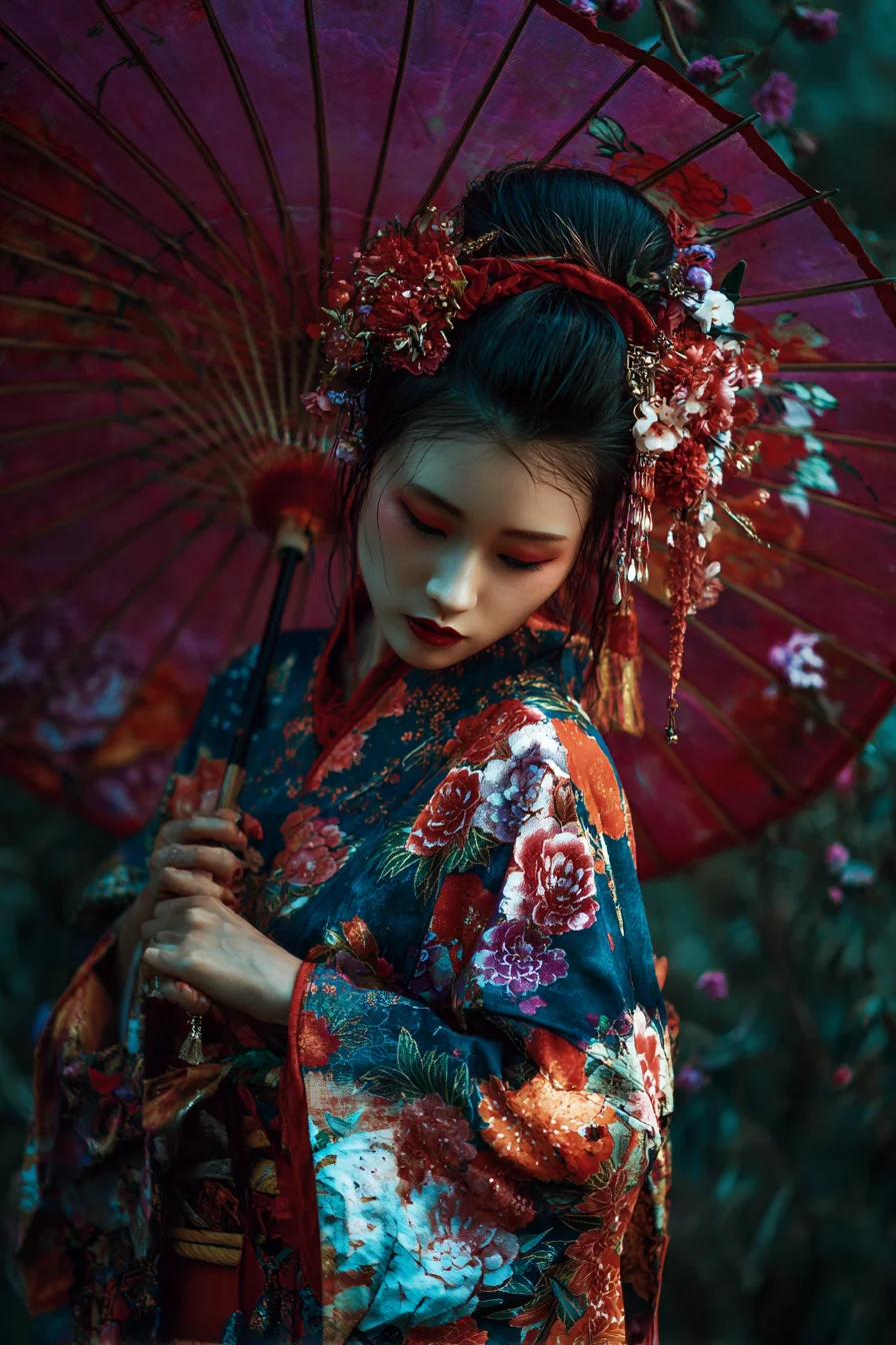 Crimson Bloom in Still Air