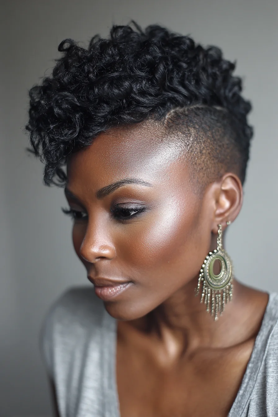 Curly Top with Shaved Sides