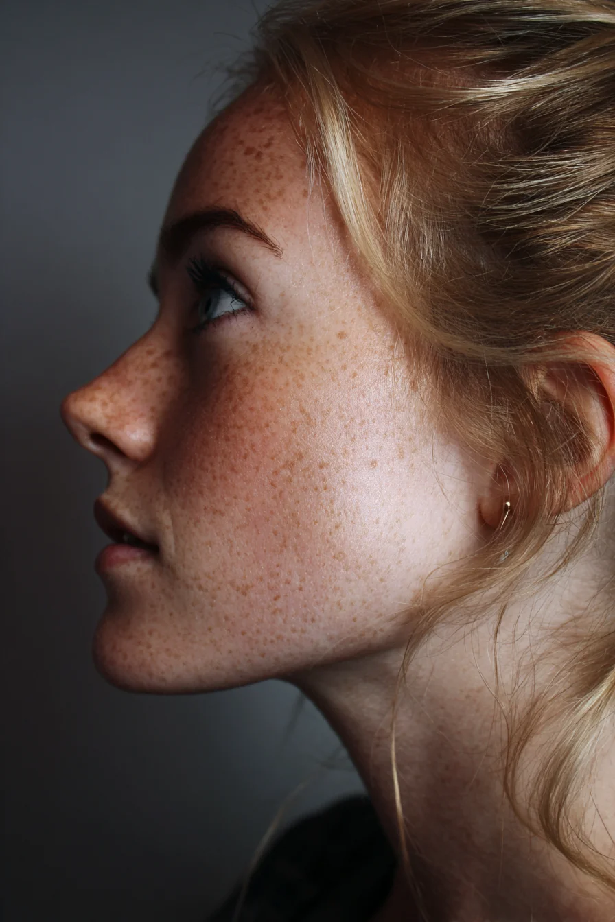 Freckled Profile in Soft Shadow