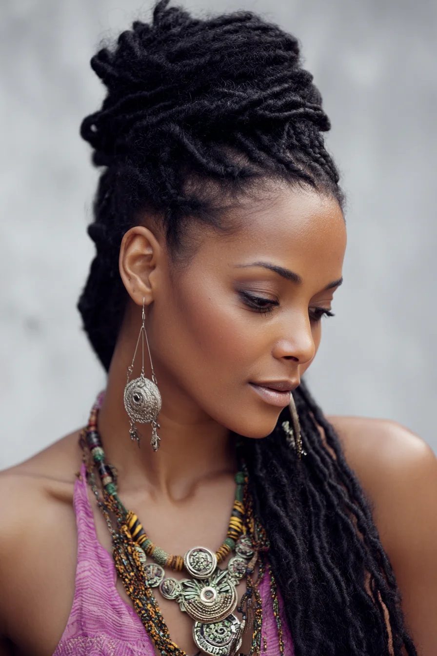 Locs Swept High with Attitude