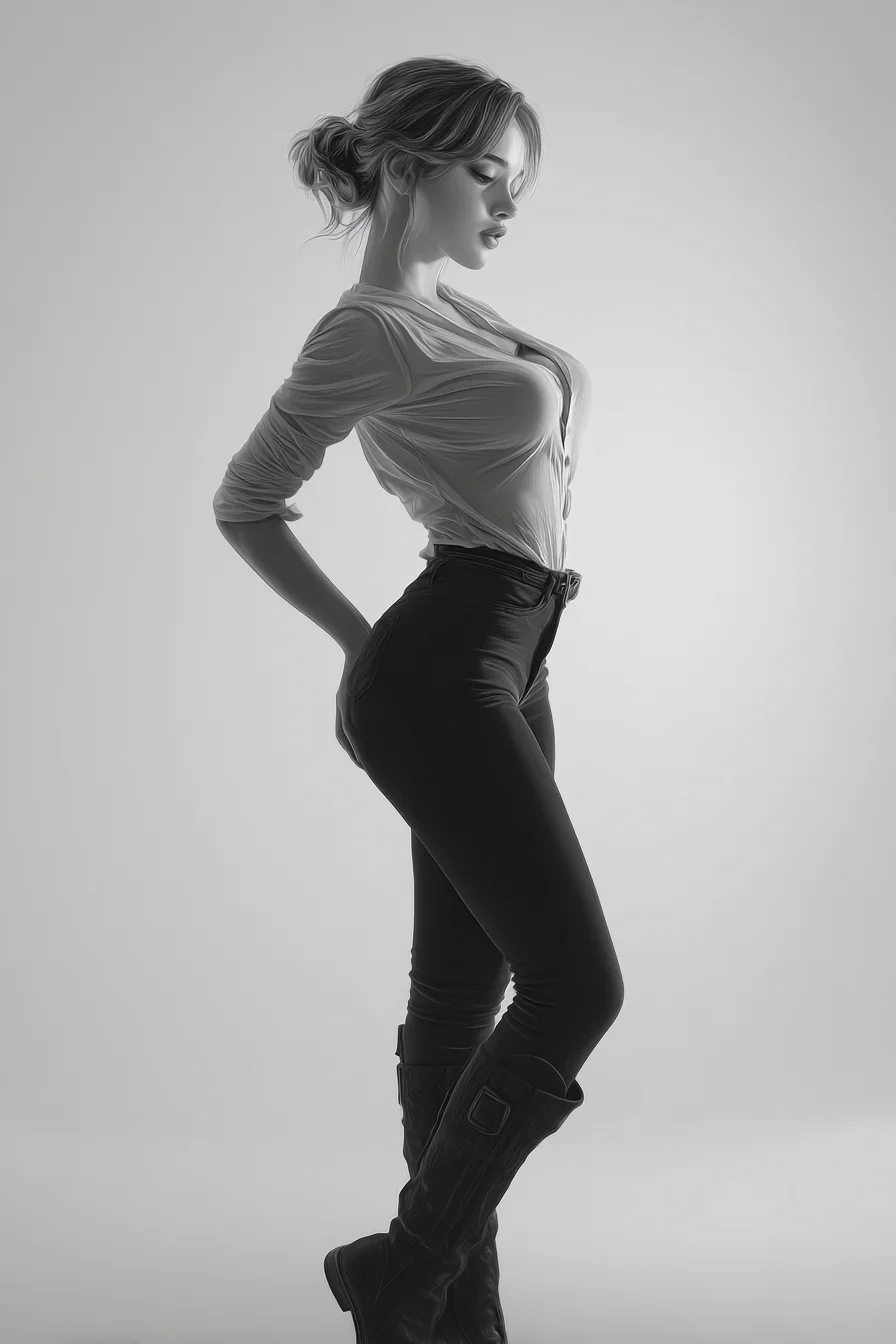 Monochrome Figure in Profile