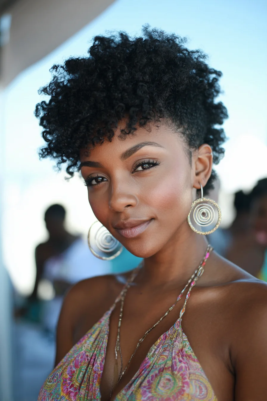 Natural Curls Under Open Sky