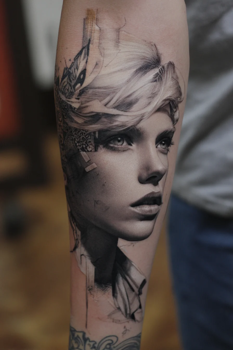 Photorealistic Portrait in Black and Grey