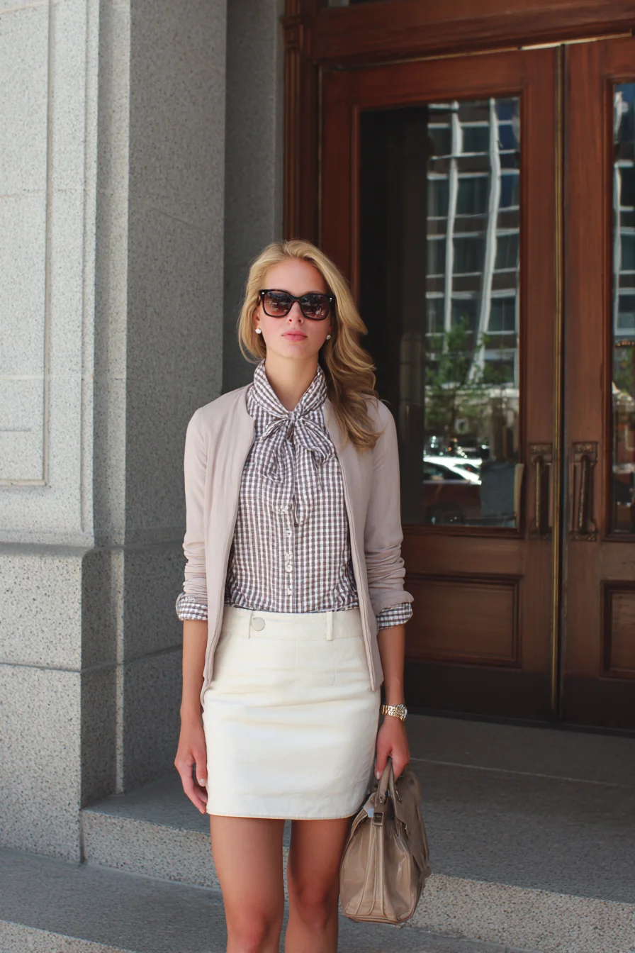 Polished neutrals outside city doors