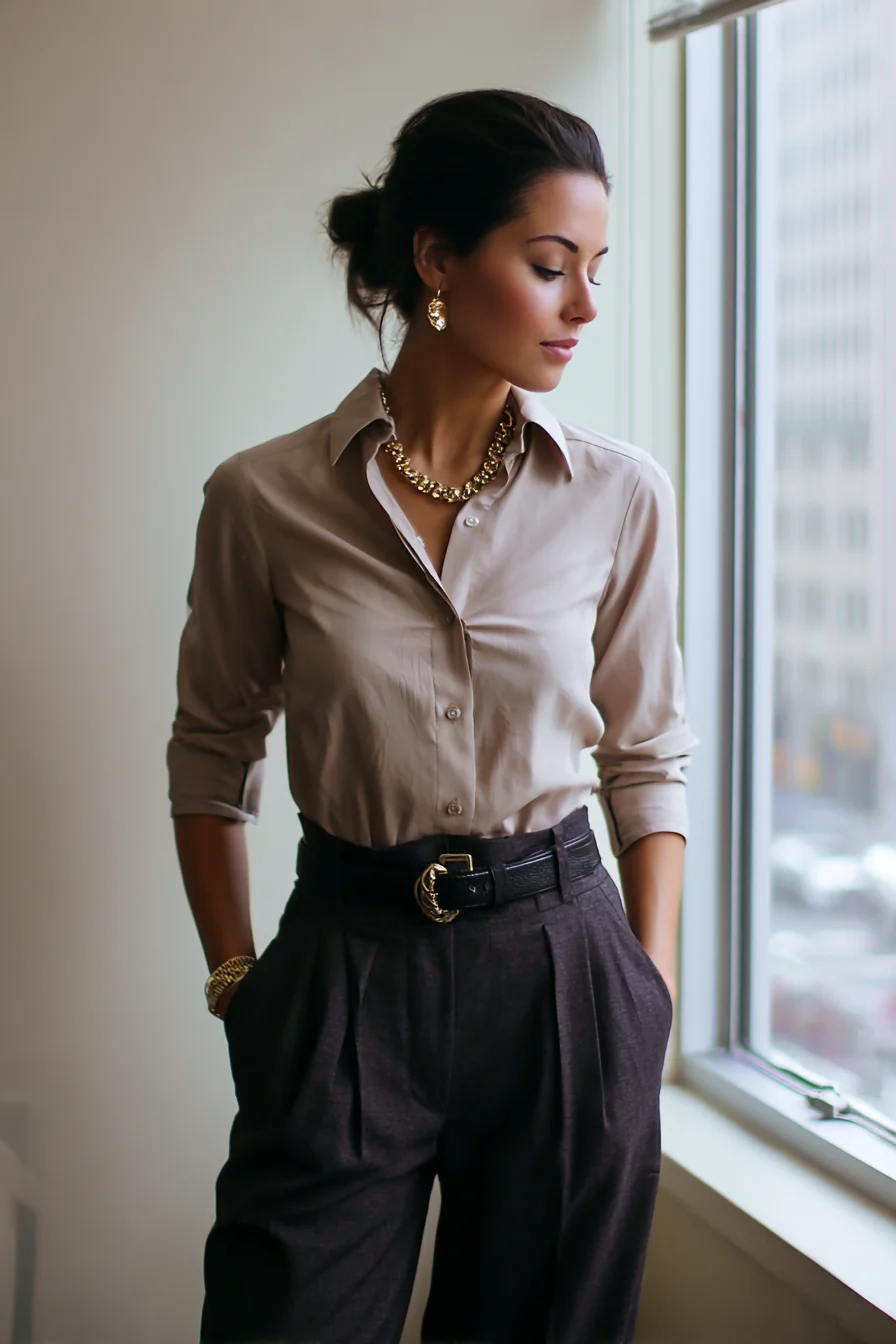 Polished neutrals with a gold accent