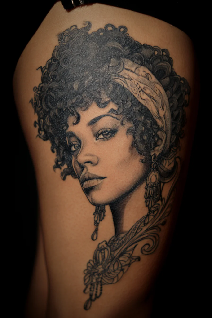 Portrait in Black and Grey Ink