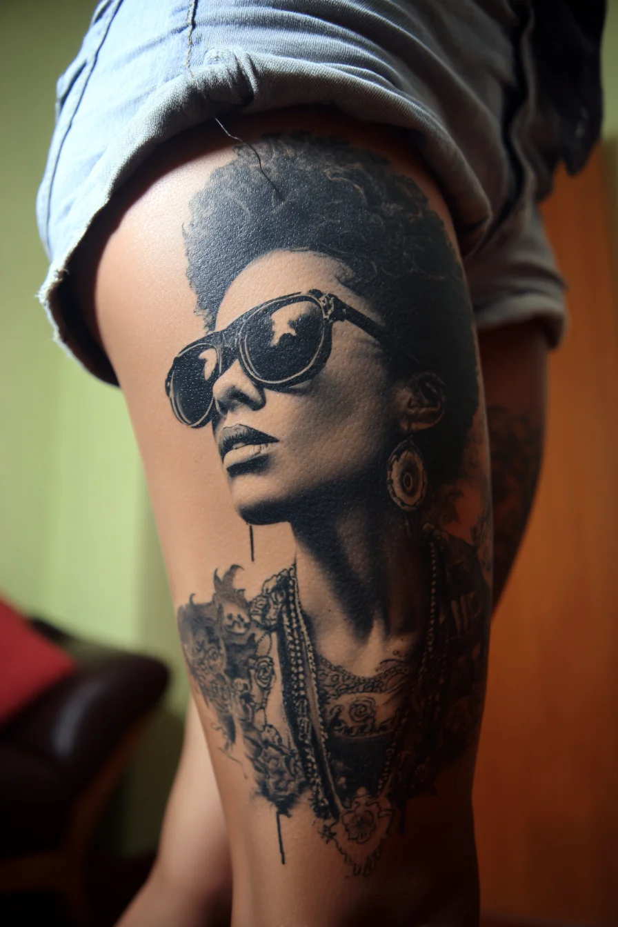 Portrait in Ink on the Thigh