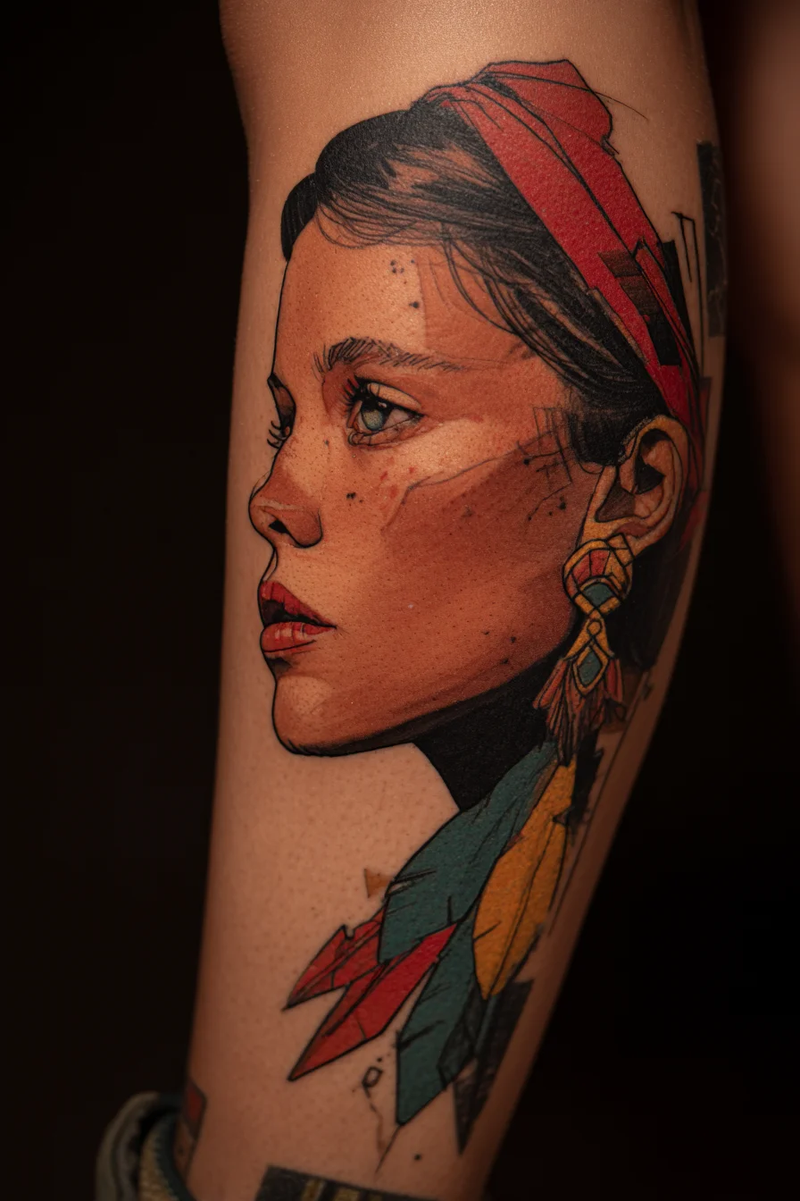 Portrait Tattoo in Bold Color