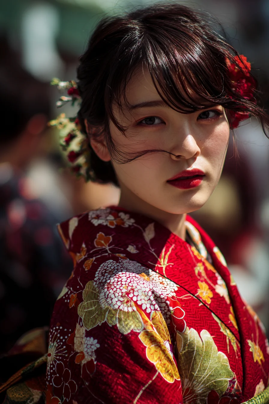 Red Kimono in the Wind