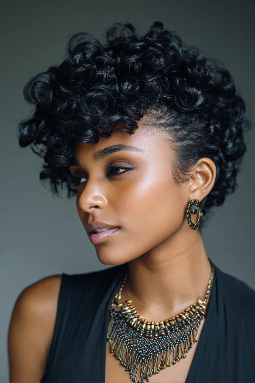 Sculpted Curls with Shaved Sides