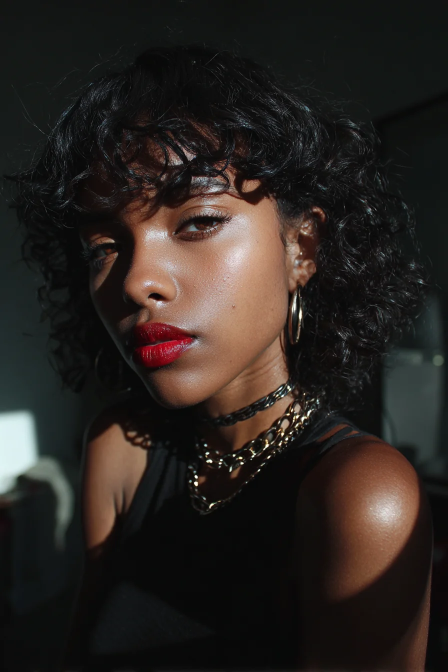 Shadow, Gold, and a Red Lip