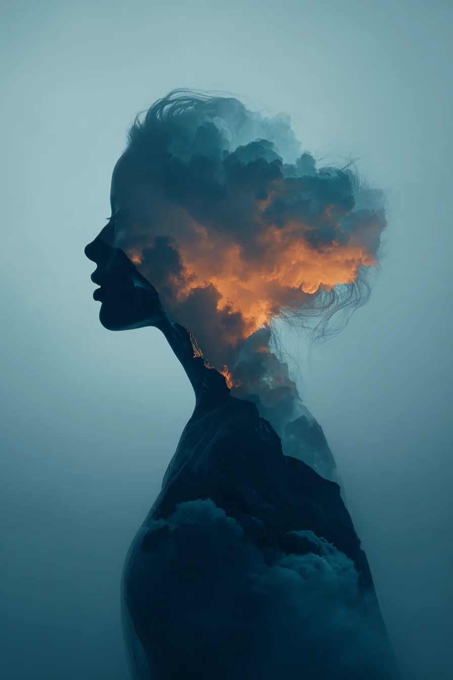 Storm Within a Womans Silhouette