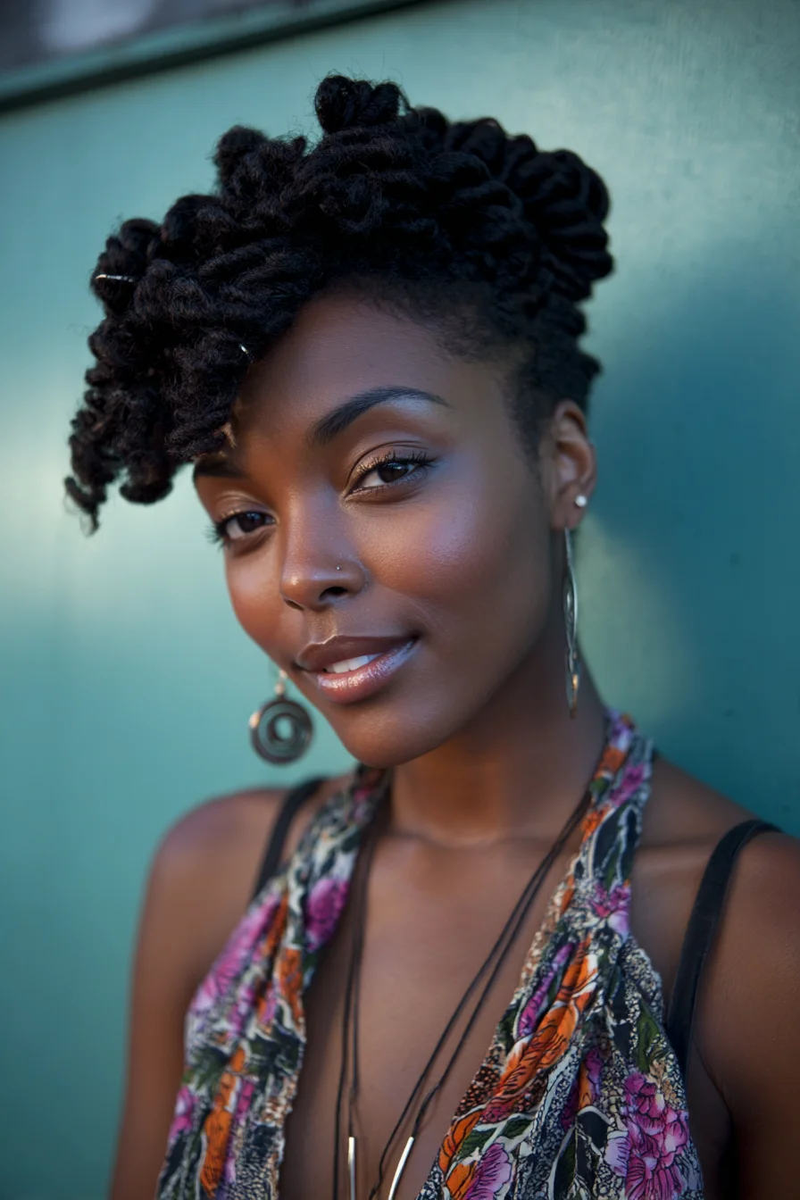 Twisted Locs Swept Into an Updo