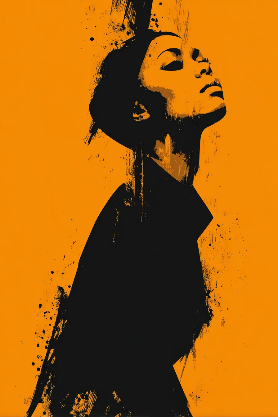 Upward Gaze in Amber and Ink