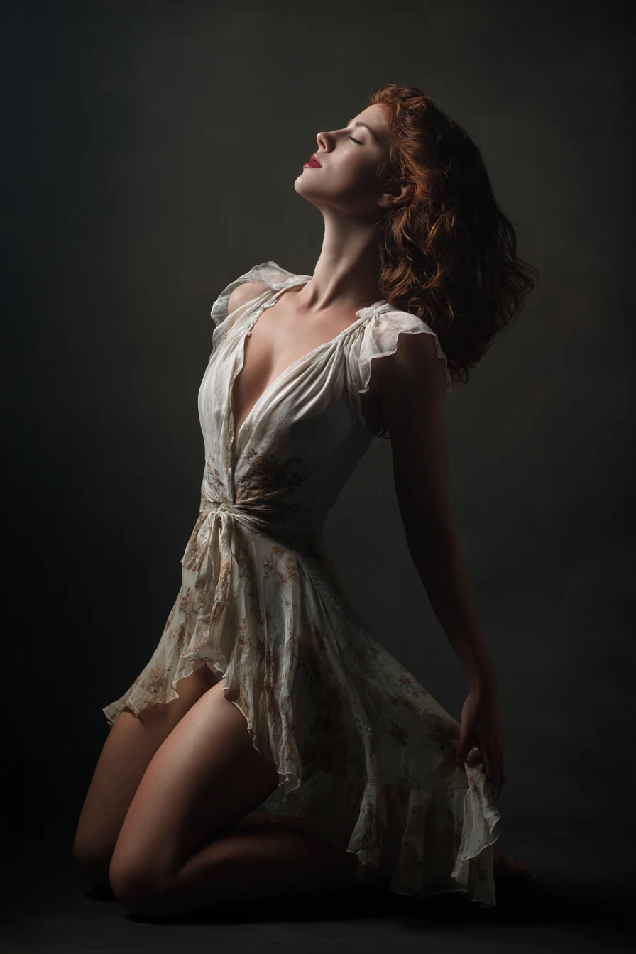 Upward Tilt in Soft Studio Light