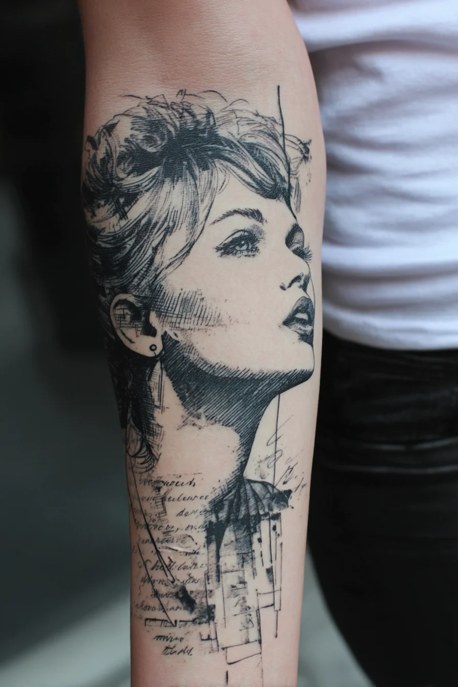 Vintage Portrait in Black Ink