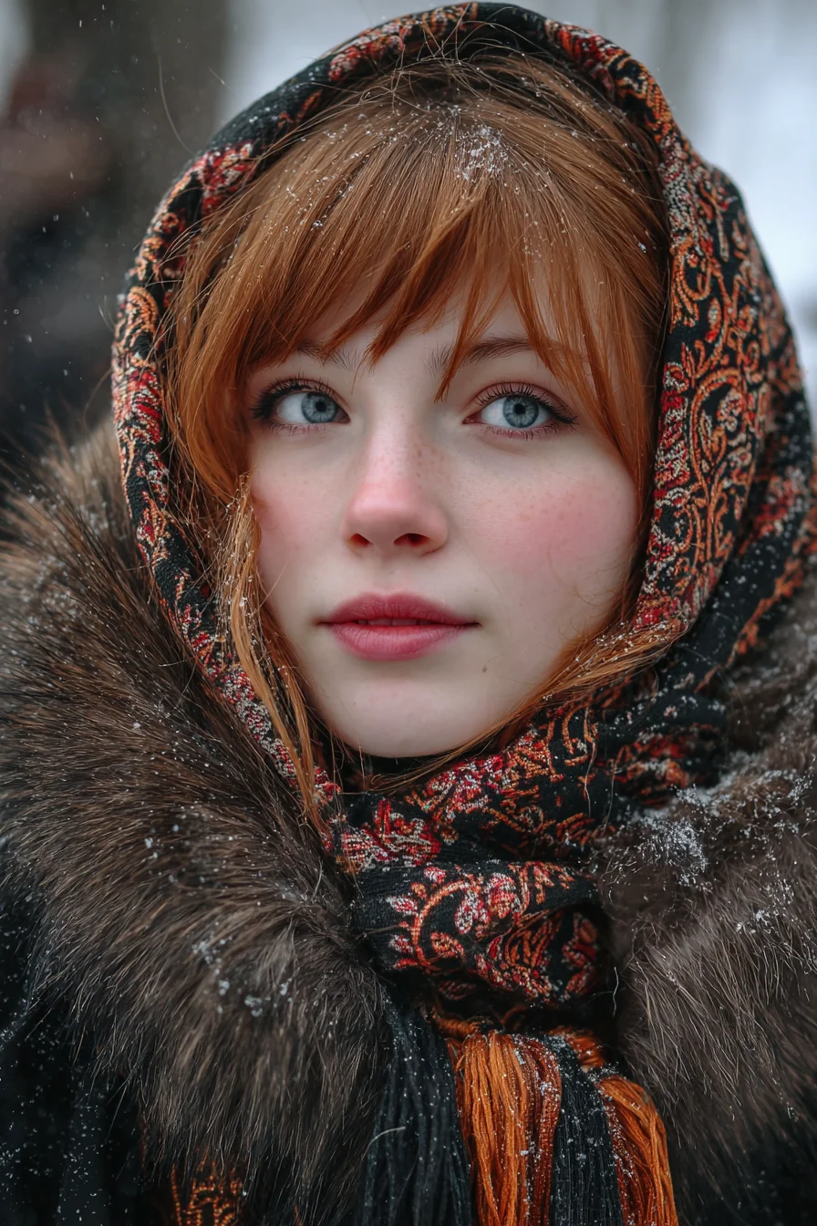 Winter Portrait in Falling Snow