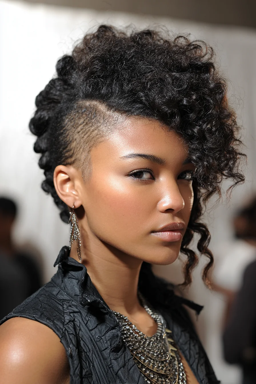 Curly Mohawk With Shaved Sides