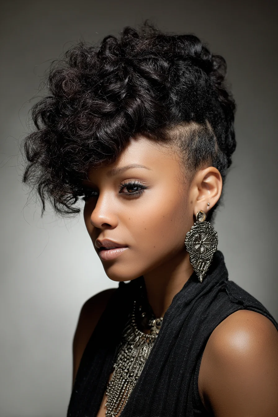 Curly Mohawk with Shaved Sides