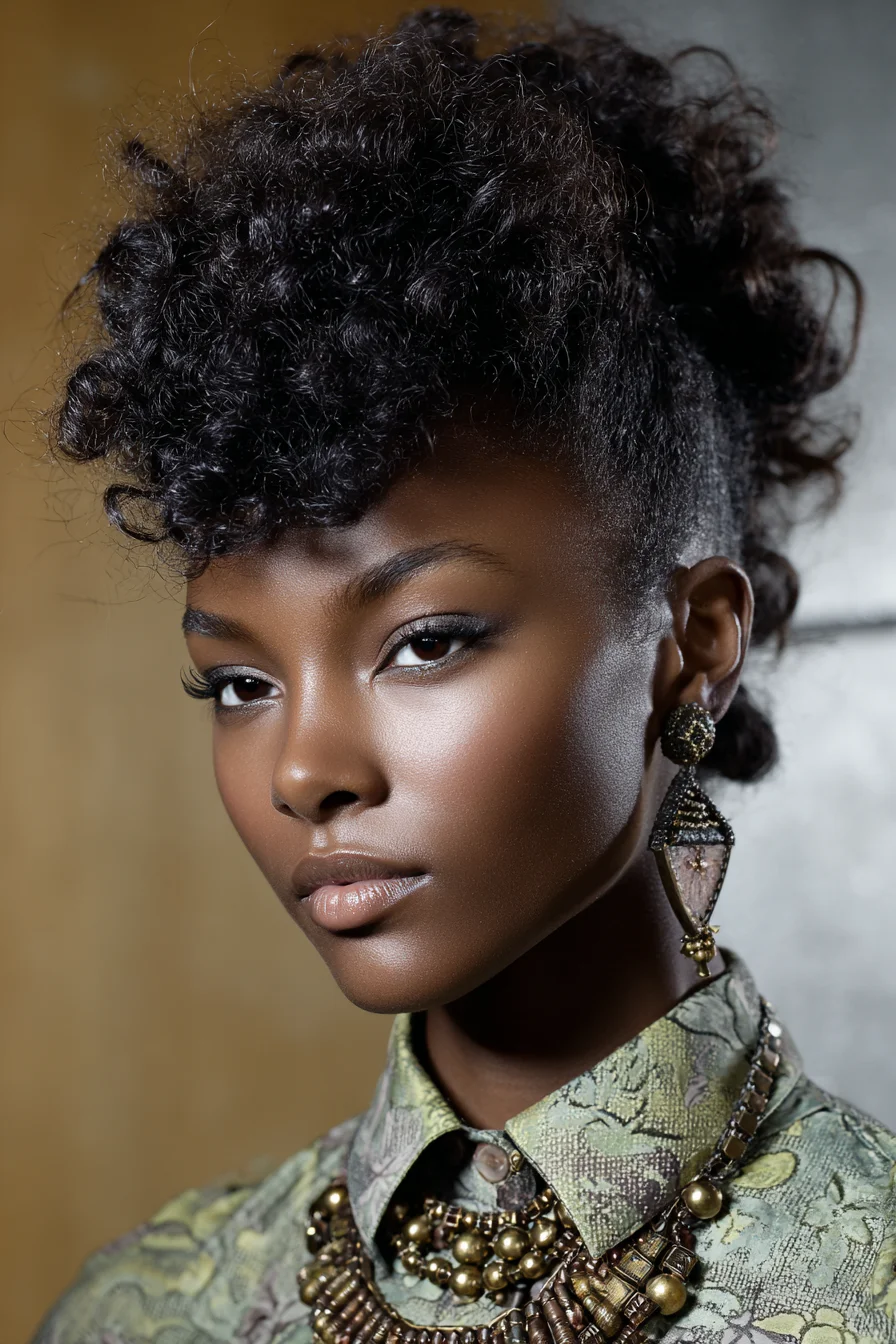 Curly Updo With Shaved Sides