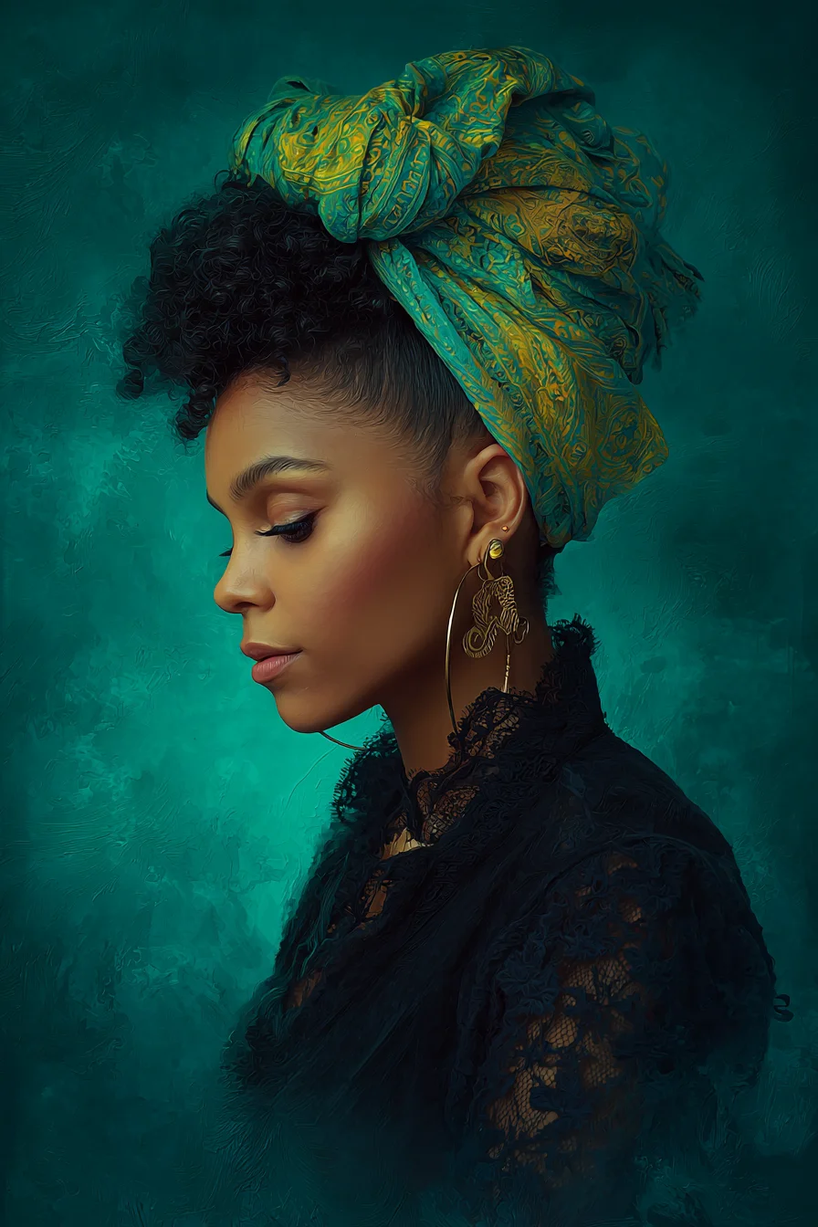 Gold and Teal in Profile