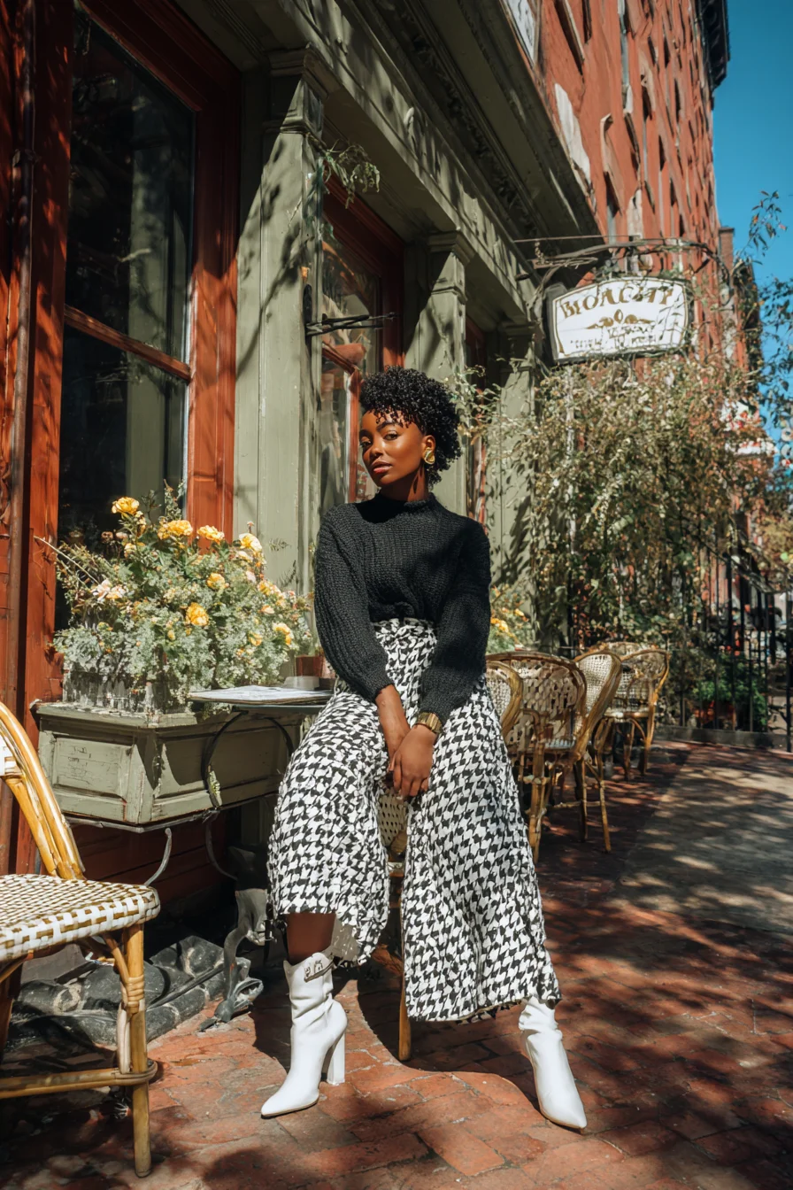 Houndstooth and White Boots on the Block