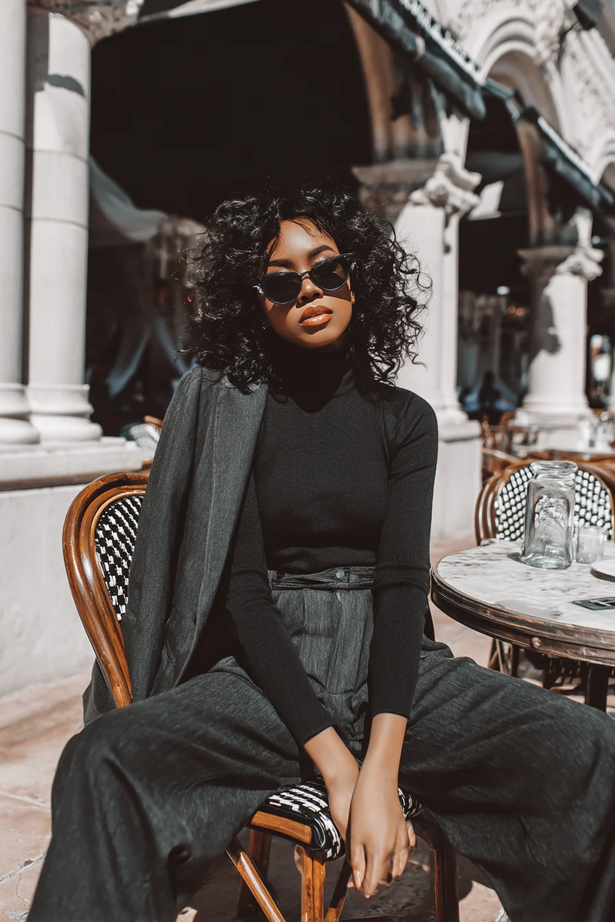 Monochrome Mood at a Sunlit Café