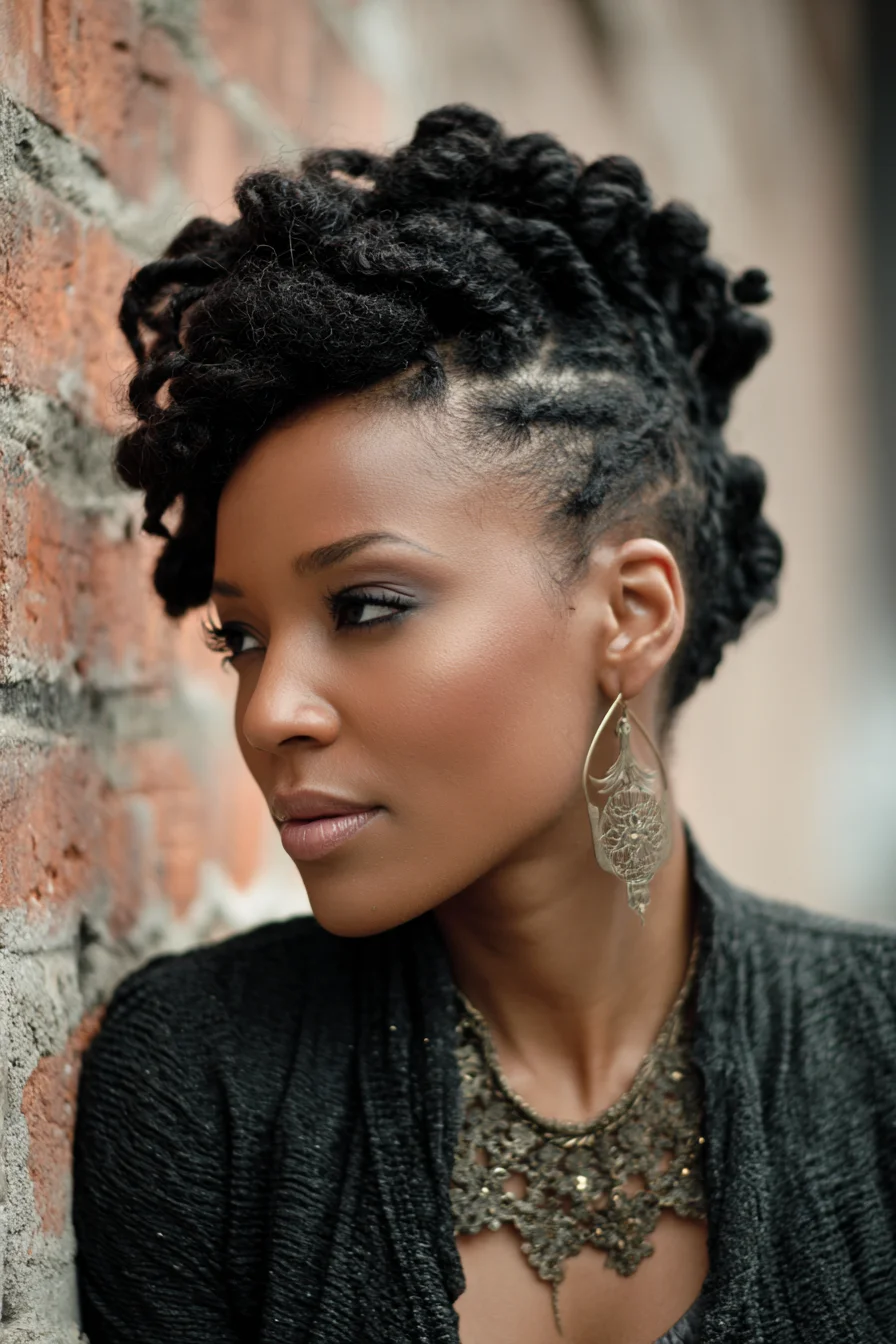 Twisted Updo Against Brick