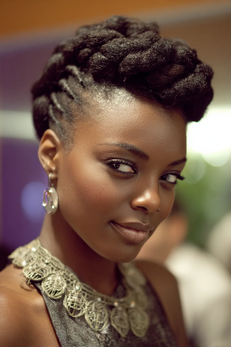 Twisted Updo With Shaved Sides